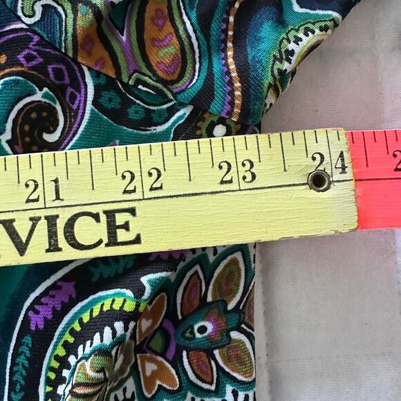 Joan Rivers Jacket Womens XL Green Paisley Slinky Knit Retro Bohemian Travel - Picture 7 of 8